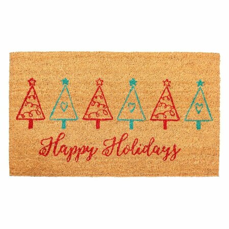 CONFIGURACION 17 x 29 in. Christmas Tree Fun Rectangular Doormat Red & Green CO3360828